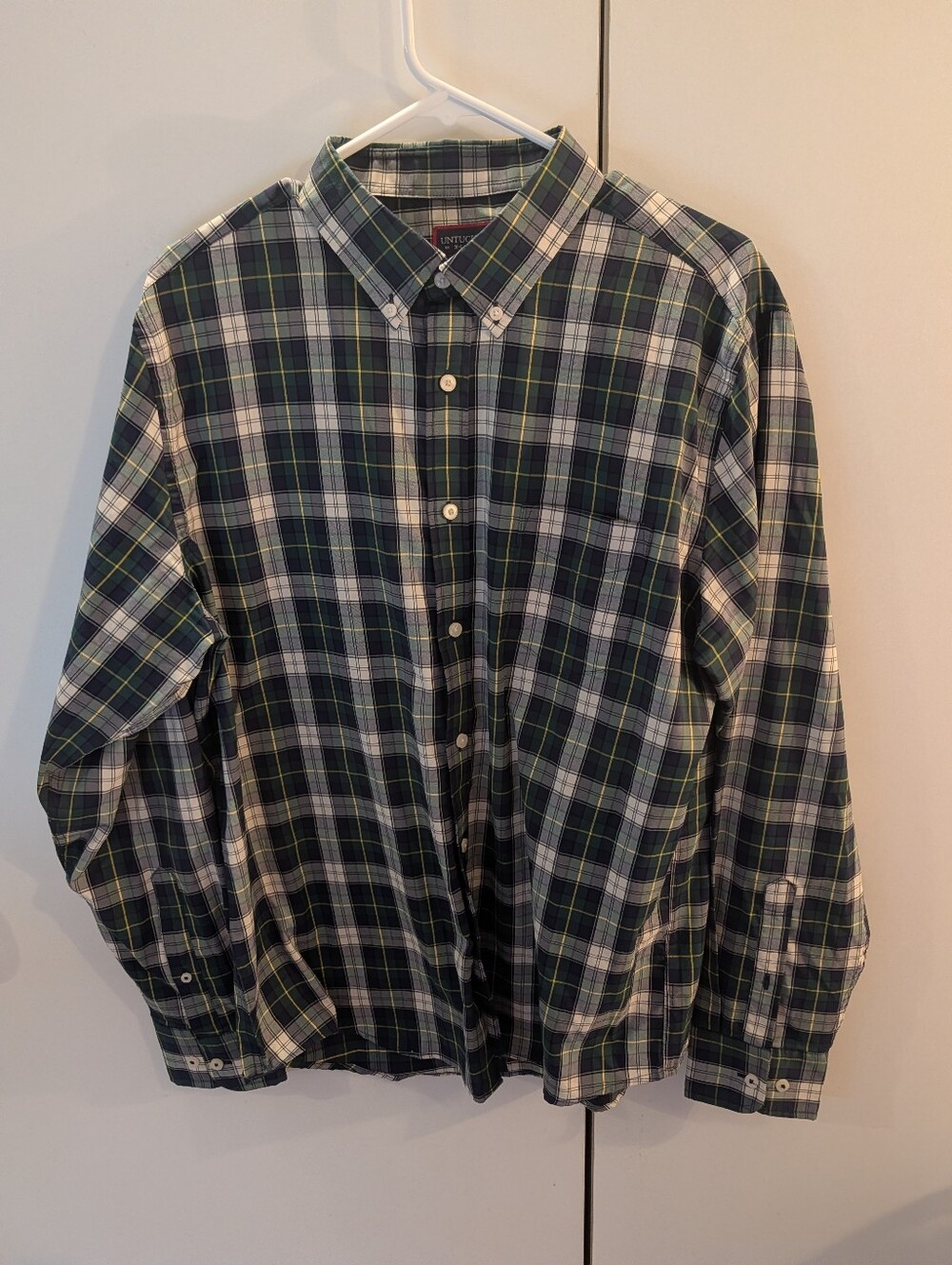 Untuckit Classic Men's XL Green Plaid Button-Down Shirt